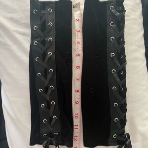 Black velvet Corset fingerless gloves